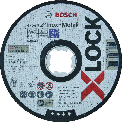 【TRUSCO】ボッシュ　Ｘ－ＬＯＣＫ切断砥石１２５ｘ１．０鉄ステンＥＸ